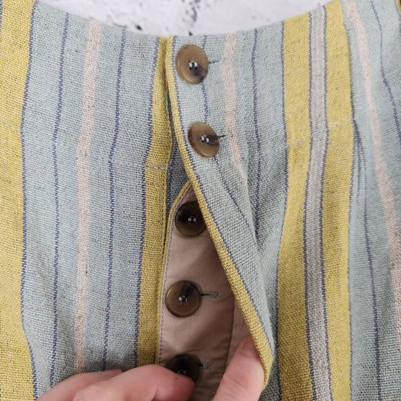 Soft Surroundings Women's Multicolor Stripe Linen Blend Crop Pants Wide Leg 10 - Picture 7 of 14